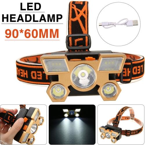Newest 5 Heads LED Fishing Headlight Portable LED Head-Mounted Lamp For Camping Powerful USB Rechargeable Headlamp Waterproof