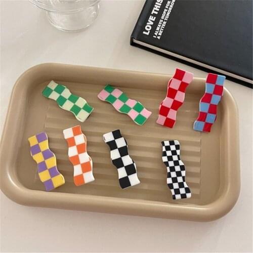 Acrylic Resin Hair Clips Geometric Colorful Wave Grid Alligator Hairpins Women Girls Barrettes Side Hairgrips Styling Accessorie