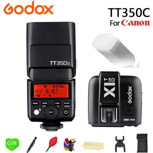 GODOX TT350C Flash TT350-C TTL HSS 2.4g Wireless 1/8000s GN36 Flash Speedlite Pocket lights + X1T-C Transmitter For Canon Camera