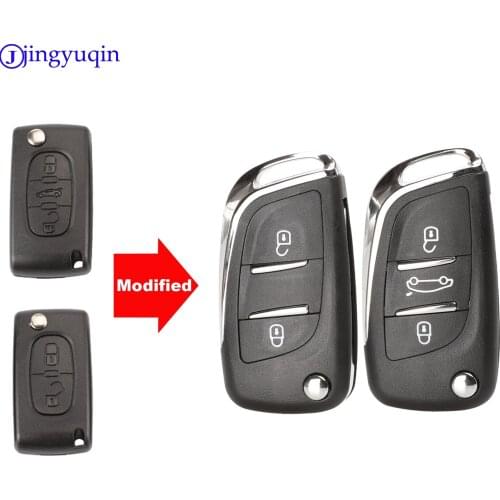 Jingyuqin CE0523 Modified Flip Folding Key Shell For Peugeot 306 407 807 Partner Remote VA2/HU83 Blade Entry Fob Case 2/3 Button