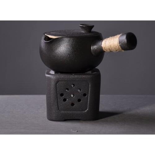 LUWU black crockery ceramic kyusu teapot chinese tea pot drinkware 500ml