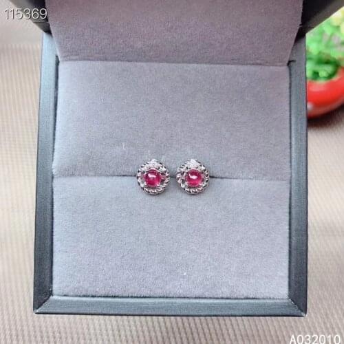 KJJEAXCMY Fine Jewelry 925 sterling silver inlaid natural gemstone ruby female new earrings Ear studs exquisite support test