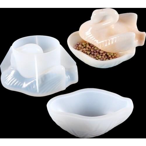 Swan Storage Box Silicone Epoxy Resin Mold Jewelry Display Gift Box Craft Casting Tools DIY Home Decoration