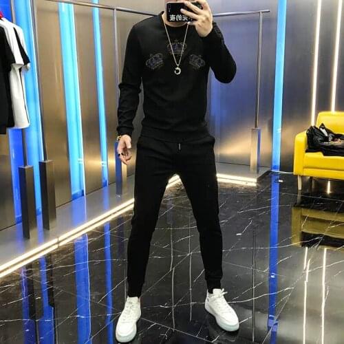 Crown New Hot Diamond Mens Sets Hoodie Fleece Sweatshirt And Pants 2-Pieces/Tracksuit Jogging Sportswear Super Size