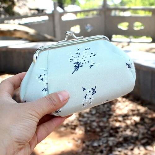 Coin Purse Wallet Women Flower Pattern Small Wallet Hasp Printing Creative Clutch Bag Card Holders Gift Womens Cotton Purses