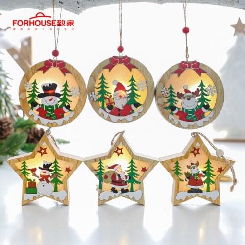 Creative Santa Clause Snowman Wooden Christmas Pendants Ornament for Christmas Tree Ornaments Decoration
