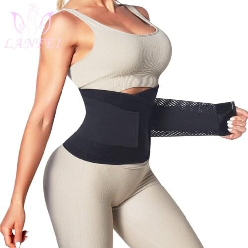 LANFEI Neoprene Compression Strap Women Slimming Sauna Sweat Waist Trainer Body Shaper Hot Fat Burn Weight Loss Modeling Girdle