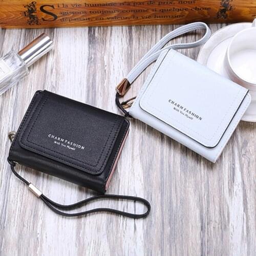 Hot Sale Classic High Quality Women Wallets Vintage PU Skin Short Purse Korean Luxury Famous Brand Zipper Three Folds Wallet