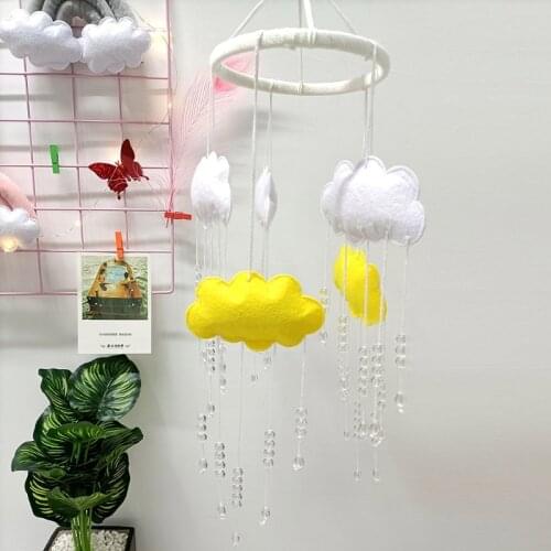 D7WF Baby Crib Mobile Clouds Rattle Crystal Beads Bed Bell Nursery Cot Wind Chime Toy