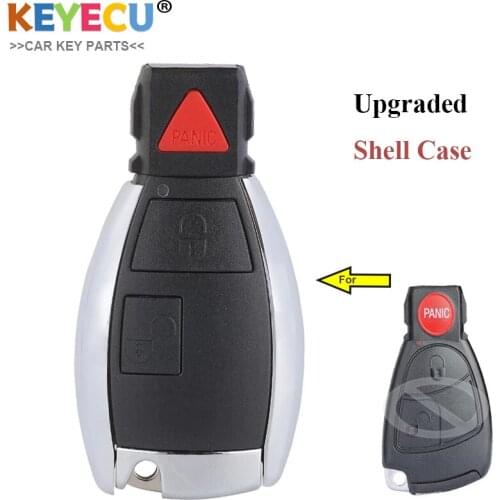 KEYECU Modified Remote Control Car Key Case Shell for MB Mercedes Benz W124 W202 W210, FOB 2+1 3 Buttons + Uncut Blade