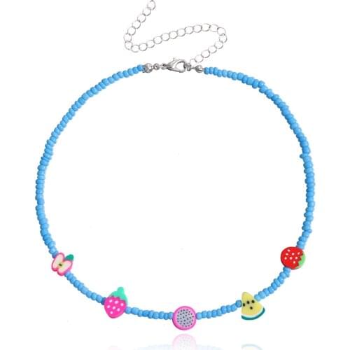 Trendy Multicolor Beads Handmade Fruit Necklaces Fashion Ethnic Soft Clay Watermelon Choker Collares For Women Party Gift