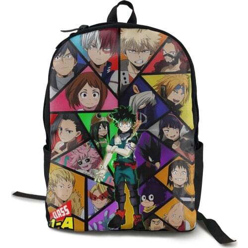 My Hero Academia Fashion Colleage Backpacks for School Travelling Hiking Teen Casual Daypacks Teenage Boys Girls School Bookbag