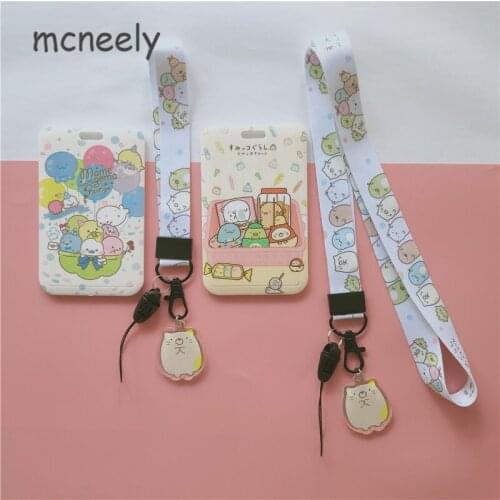 Cartoon ID Credit Bank Card Holder Students Girl Boy Bus Card Case Lanyard Visit Door Identity Badge Cards Cover with Pendantg