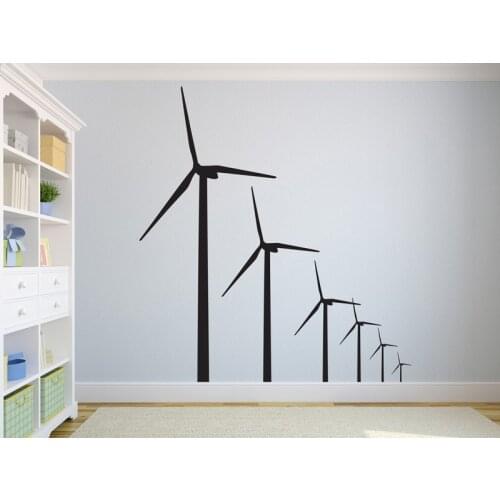 Pure Color Wall Art Stickers Windmills Wind Turbine Renewable Energy Vinyl Wall Decal Removalbe Home Decor Living Room ZA245