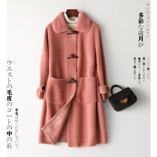 Coat Fur Real Autumn Winter Coat Women Clothes 2020 Sheep Shearling Real Wool Coat Female Korean Long Jacket HK19205