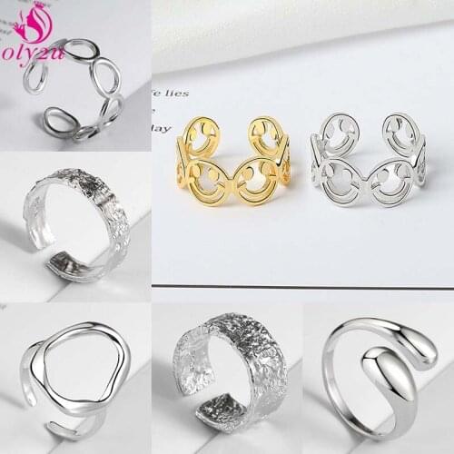 Punk Antique Gold Happy Smiley Women Open Ring Adjustable Stackable Round Twist Ring Fashion Jewelry Viking Steampunk Anillos