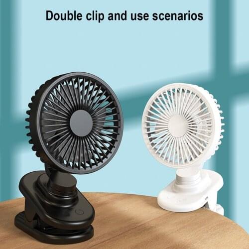 Portable Usb Table Fan Clip-on Type Rechargeable Cooling Mini Desk Fan Clip On Stroller Fan With 4000mah Rechargeable Battery#G