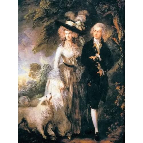 Portrait Oil Painting Classic Wall Art on Canvas Thomas Gainsborough William Haleite Young Couple and Dog Landscape Handmade