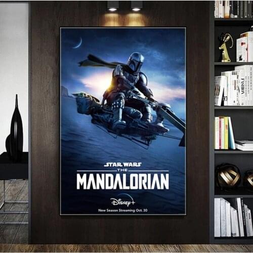 Disney The Mandalorian Anime Canvas Paintings Movie Popular Poster Retro Art Wall Decor Print Picture for Kids Living Room Home