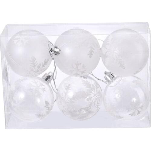 Christmas Accessories Painted Hanging Decoration Snow Globe Bolus Ball Medium 6pcs White Natural Real For Gifts Baubles Sphere