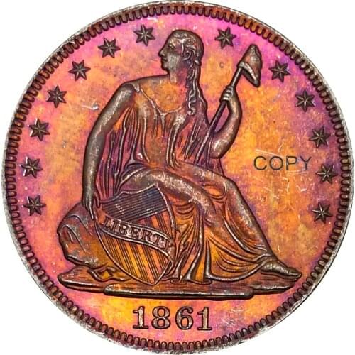 United States Of America 1861 O Half Dollars Liberty Seated No Motto Brass Silver Plated Copy Coins