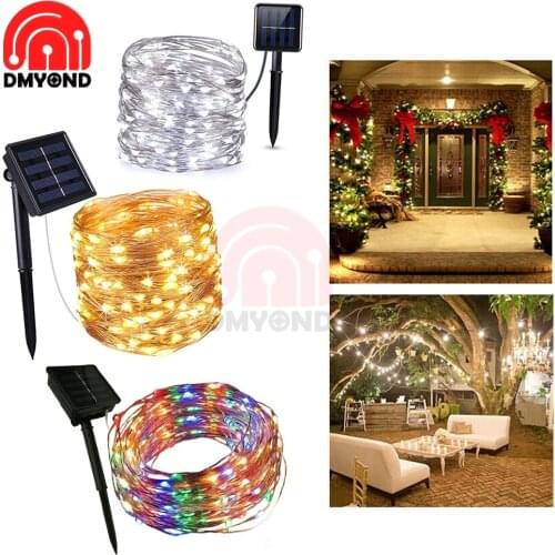 Solar Copper Wire 100LED Waterproof Christmas Decoration Light For New Year Bars Wedding Party Decoration Powered Living Room