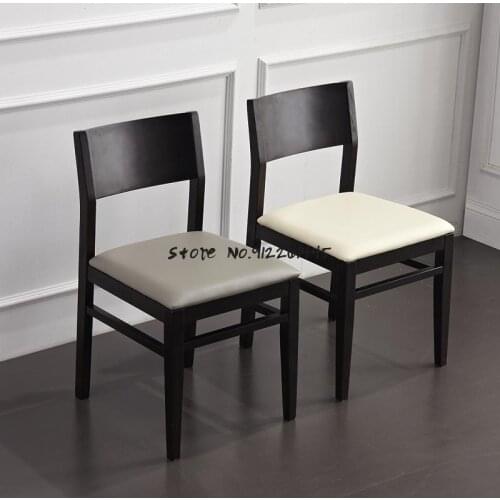 Modern Minimalist All Solid Wood Dining Chair Nordic Log Leisure Leather Art Home Restaurant Fully Equipped Backrest Chair