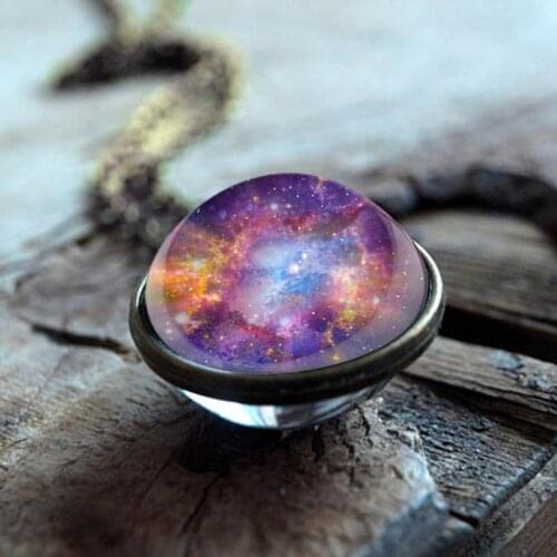 Unique Luminous Universe Galaxy Planet Glass Necklace Glow In The Dark Cosmic Ball Pendant Necklace for Unisex Vintage Jewelry
