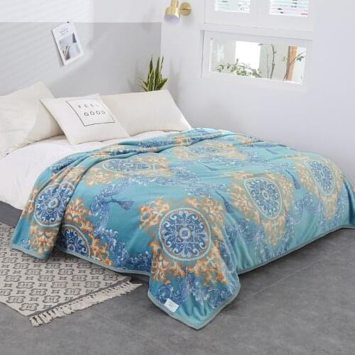 Bohemia Flowers blankets quilts twin full queen king adult blankets soft Throw Flannel blankets on Bed/car/sofa blue kids rugs