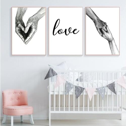 Wall Art Poster Nordic Canvas Painting Laminas Para Cuadros Posters and Prints Lienzo Decorativo Tableaux Hand Love