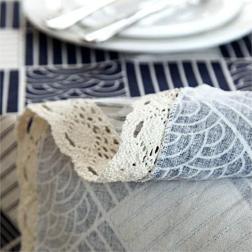 Japanese Style Zakka Linen Tablecloth New Style Wavy Lace Coffee Table Tablecloth Linen Tablecloth Home Rectangle Linen