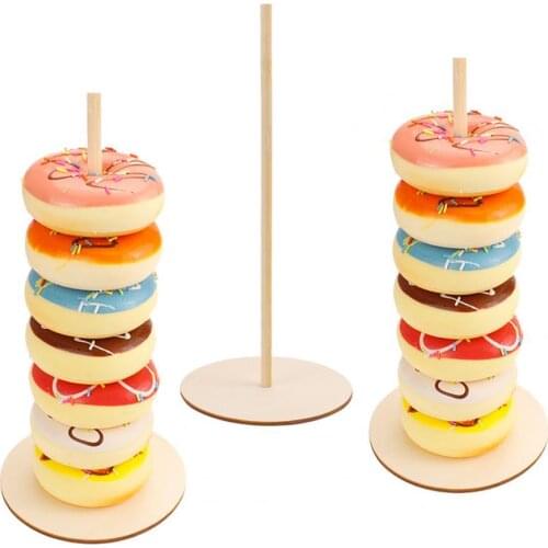 1 Set Display Rack Dounut Stand Sturdy Multi-Function Wooden Desserts Doughnut Holder Tower for Wedding