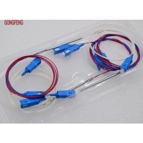 10PCS New Hot 1:2 Taper type SC/UPC Optic Fiber Splitter Spectral ratio 15:85 ,25:75 Mini Steel Tube Bundle Connector Wholesal