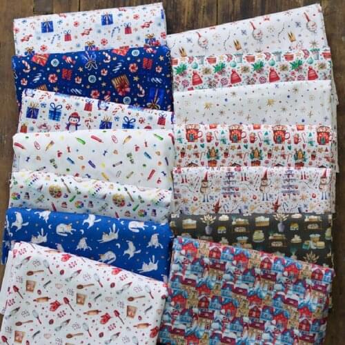 145x50cm Digital Printing Pure Cotton Calico Handicraft Fabric, DIY Material Illustration Christmas Cartoon Doll Clothes Cloth