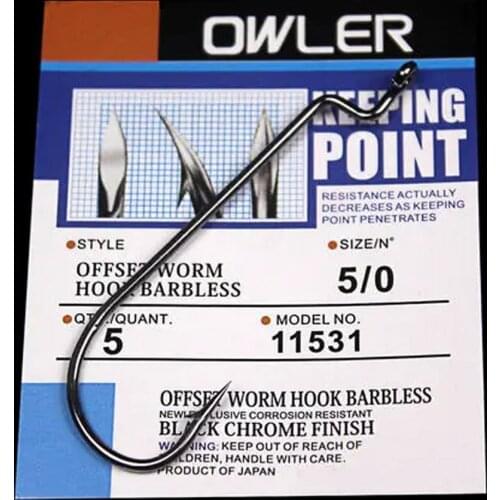 15Pcs/5Pcs/Package Offset Worm Hook Toothless Fish Hook Size 5/0#-6# Crank Tip Hook Carbon Steel Fish Hook