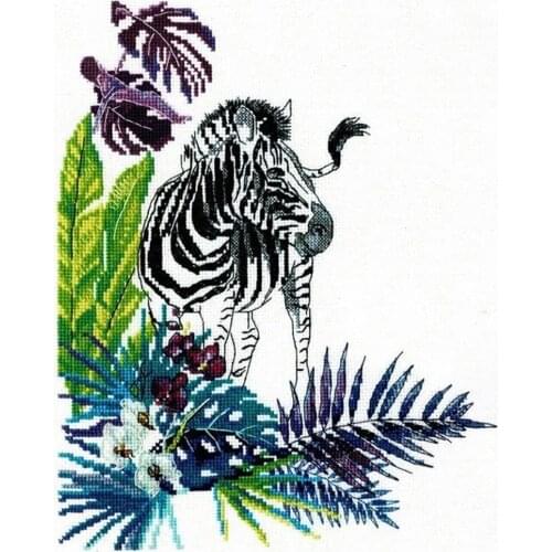 2021 Drop Shipping Embroidery Zebra Funny Cross Stitch Kit for Beginners with 100% Cotton Flosses & Free Shipping for Home Decor