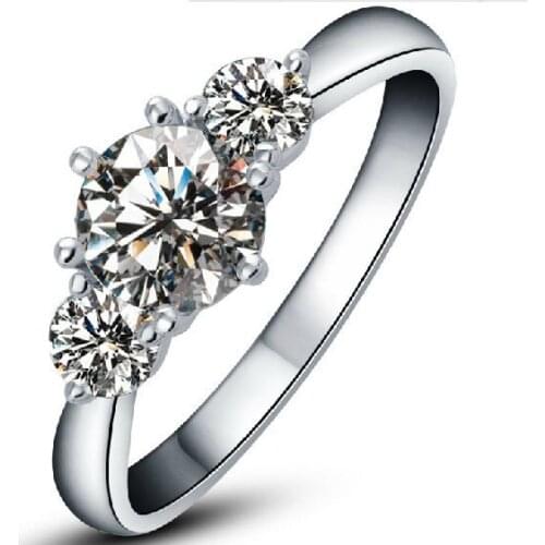 3 Ct Solid 18K Gold Three Stones Perfect G-H Color Moissanite Engagement Ring For Woman Excellent Mother Day Gift Fast Shipping