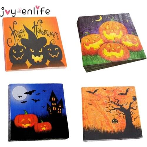 33*33cm Halloween Decoration for Home Pumpkin Paper Napkins Bat Skull String Lights Happy Halloween Eve Hanging Horror supplies