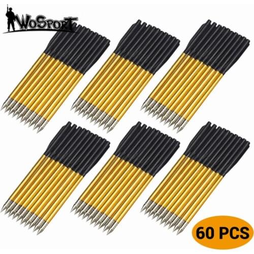 60 Pcs Golden Aluminum Archery Arrow 6.2 inch Broadheads Flecha For 50 lb/80 lb Crossbow Hunting Shooting Accurate Metal Arrows