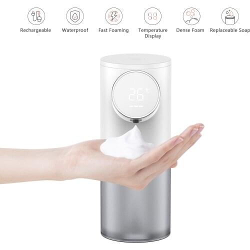 KKmoon Auto Infrared Foam Soap Dispenser Touchless 320ML Capacity Temperature Display Dense Foam Hands Washing Machine 1500mAh