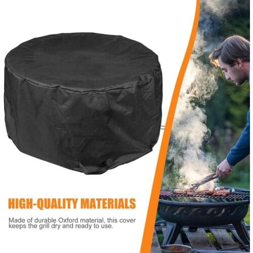 BBQ Cover Outdoor Dust Waterproof Heavy Duty Grill Cover Rain Protective Outdoor Barbecue Cover Round BBQ Cover Grill