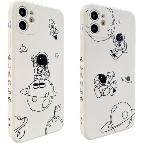 Cute Cartoon Space Astronaut Silicone Phone Case For iPhone 12 Pro Max 11 Pro Max 12 Mini X Xs Xr Xs Max Soft Silicone Cover