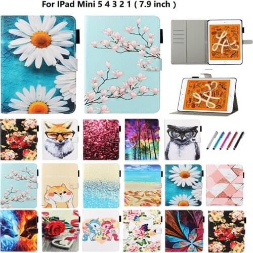 Kawaii Cartoons Tablet Case For iPad Mini 5 4 3 2 1 Puppy Flower Magnetic Flip Cover Case For iPad Mini 4 Case For iPad Mini 5