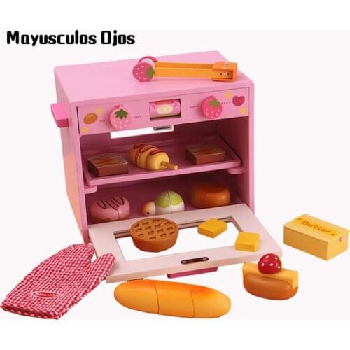 Wooden Childrens Play House Kitchen Set Girl Simulation Small Appliances Microwave Oven Oven Meal Kitchenware Toys
