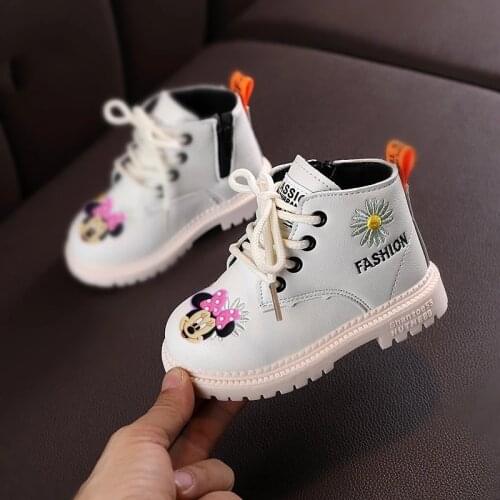 Disney childrens cartoon Mickey Mouse boys girls non-slip soft-soled short boots thick cotton shoes single shoes casual sho