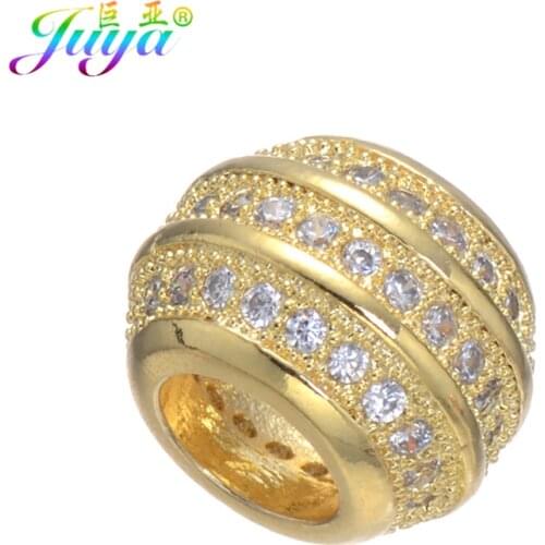 DIY Fashion Natural Stones Beads Jewelry Making Material Micro Pave Zircon 11mm Big Hole Copper Spacer Charm Beads Accessories