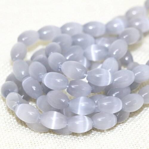Elegant gray cats eyes opal 8*12mm rice barrel shape luxury women fashion jewelry making loose beads 14inch B1561