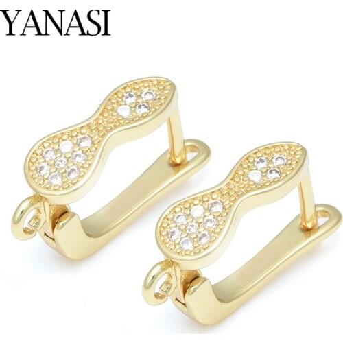 4 Colors Accessories For Earrings Fashion Copper Zirconia Jewelry DIY Tassle Earring Findings Fittings Wholesale