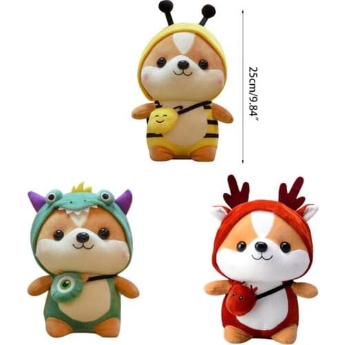 9.84Inch Squirrel Cross-Dress Dinosaur/Bee/Elk Stuffed Plush Toy Cute Mascot Toy