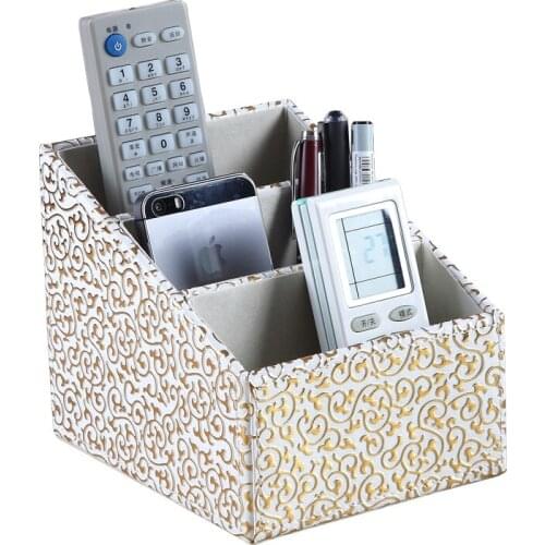 Quality Leather Remote Control Storage Rack Mobile Phone Key Fashion Glove Desktop Storage Box